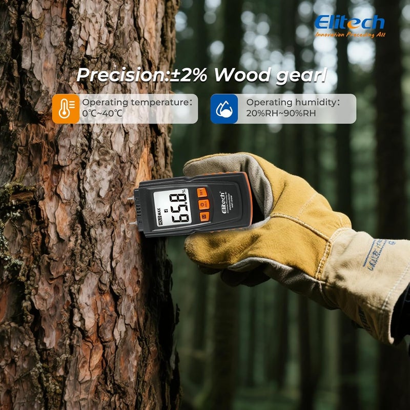 Elitech Digital Moisture Meter Water Leak Detector with Pin Probes, Moisture Tester for Wood Floors Walls with 4 Wood & Material Modes, Hold Function, Max/Min Reading MOT-270W - Image 2